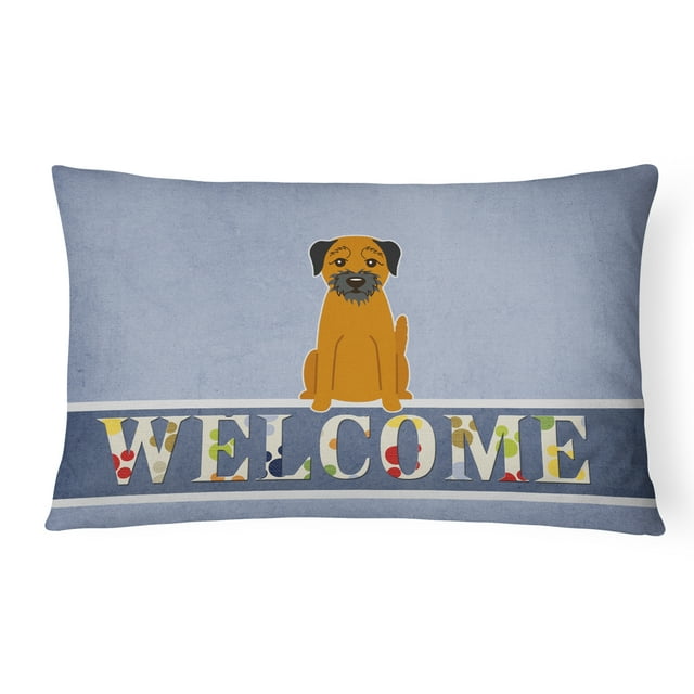 Carolines Treasures BB5620PW1216 Border Terrier Welcome Canvas Fabric Decorative Pillow