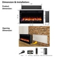 thumbnail image 7 of PuraFlame Alice 36 Inches Recessed Electric Fireplace, Flush Mounted for 2 X 6 Stud, Log Set & Crystal, 1500W Heater, Black, 7 of 7