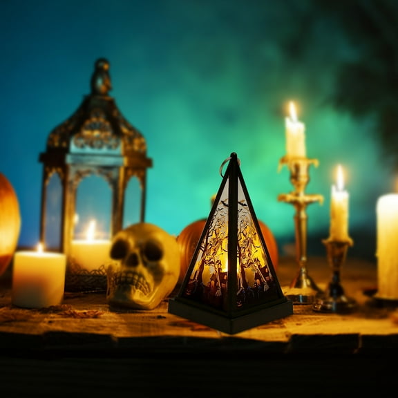 Loyerfyivos Large Size Decorative Candle Ramadan Lantern, 6.45’’ Moroccan Style Hanging Lantern, Metal Tabletop Lantern Decor, Candle Holders for Outdoor Patio (Amber)
