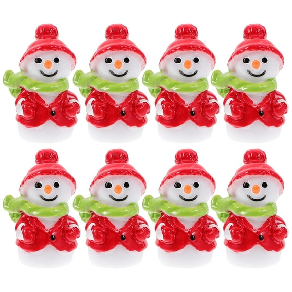 HONITANO 10Pcs Desktop Snowman Statue Round Shape Micro Landscape Resin Ornaments For Table Arrangement
