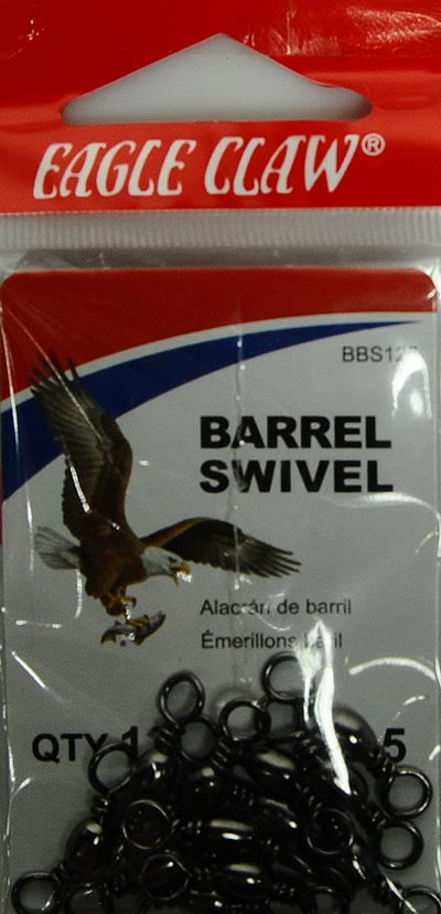 EAGLE CLAW LAZER SHARP BARREL SWIVEL W/ INTERLOCKING SNAP X 3 PACK 105CT SZ 12 