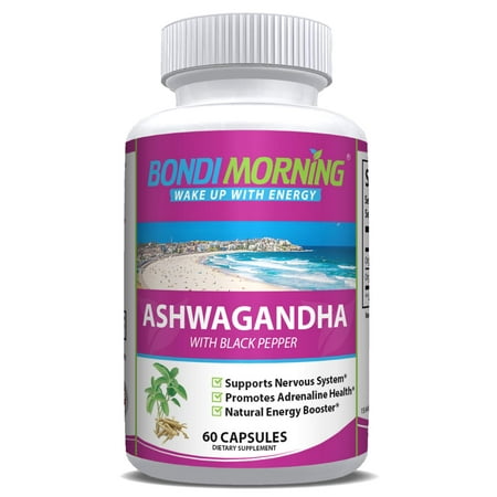 Ashwagandha Capsules with Black Pepper for Increased Absorption - 1300 mg Organic Ashwagandha Root Powder for Strong Immune System, Enhanced Energy & Stress Relief - 60