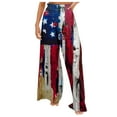 thumbnail image 2 of up to 60% off Gifts Usmixi Womens Independence Day Pants 4th of July Fashion Star Flag Print Wide Leg Trousers High Waist Loose Straight Long Pants Red XL, 2 of 5