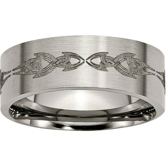 Titanium Flat 8mm Laser Design Brushed Band