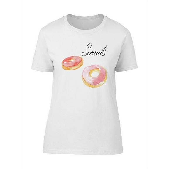 Sweet Cute Pink Watercolor Donut T-Shirt Women -Image by Shutterstock, Female x-Large
