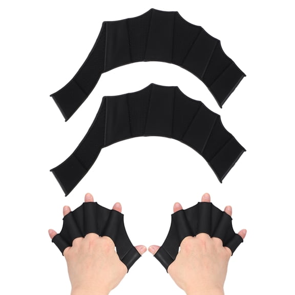 Uxcell Silicone Swimming Gloves, Webbed Gloves for Swimming Half-Finger Frog Type Water Resistance Gear Swim Fins Fit For (Aquatic Training/Surfing/Snorkeling), 8 x 6" & 1 Pair & Black