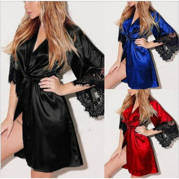 Conjunto de ropa interior sexy de talla grande para mujer, pijama de encaje transparente sexy, bata de baño, uniforme de tienda de noche