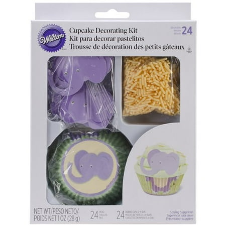 Wilton 415 2196 48 Count Elephant Cupcake Decorating Kit Walmart Com