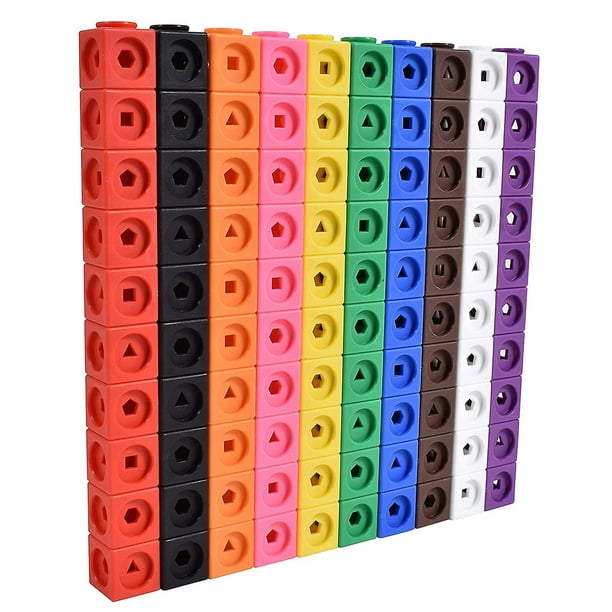Cubos de matemáticas-Conjunto de 100-Manipulativos de matemáticas-Suministros de aprendizaje en el aula, suministros escolares para el hogar, aprendizaje preescolar, juguetes de conteo, cubos de enlac Afortunado Sencillez
