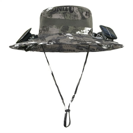 Hot Sale! Audhol Wide Brim Fishing Hat Wide Brim Solar Fan Outdoor Fishing Hat,Men s Sun Hat with 2Solar Fans Fishing Hat Sun Hats for Men Outdoor Fishing Hat Green