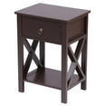 thumbnail image 2 of Zimtown Brown Bedside Nightstand End Sofa Table with Drawer and Shelf for Storage, 2 of 8