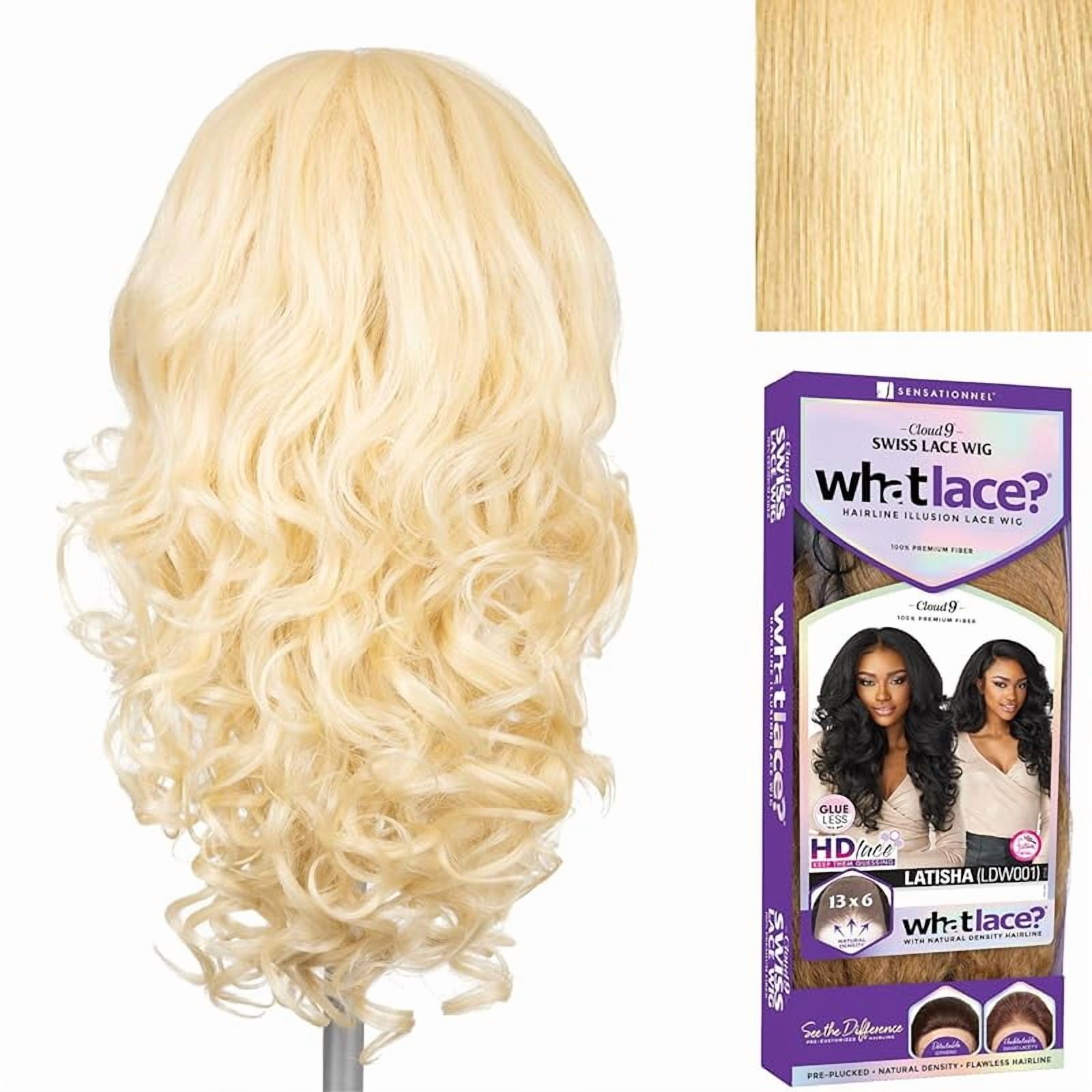 Sensationnel What lace 13x6 Wigs - latisha lacefrontal hand tied glueless synthetic with natural density preplucked hairline (Off Black 1B)