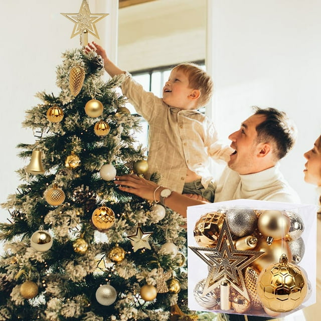 SuoKom Christmas Ball Ornaments -45Pcs Shatterproof Christmas Ornaments Set ,Multiple Styles Ornaments for Christmas Trees ,Also for Other Party Decoration