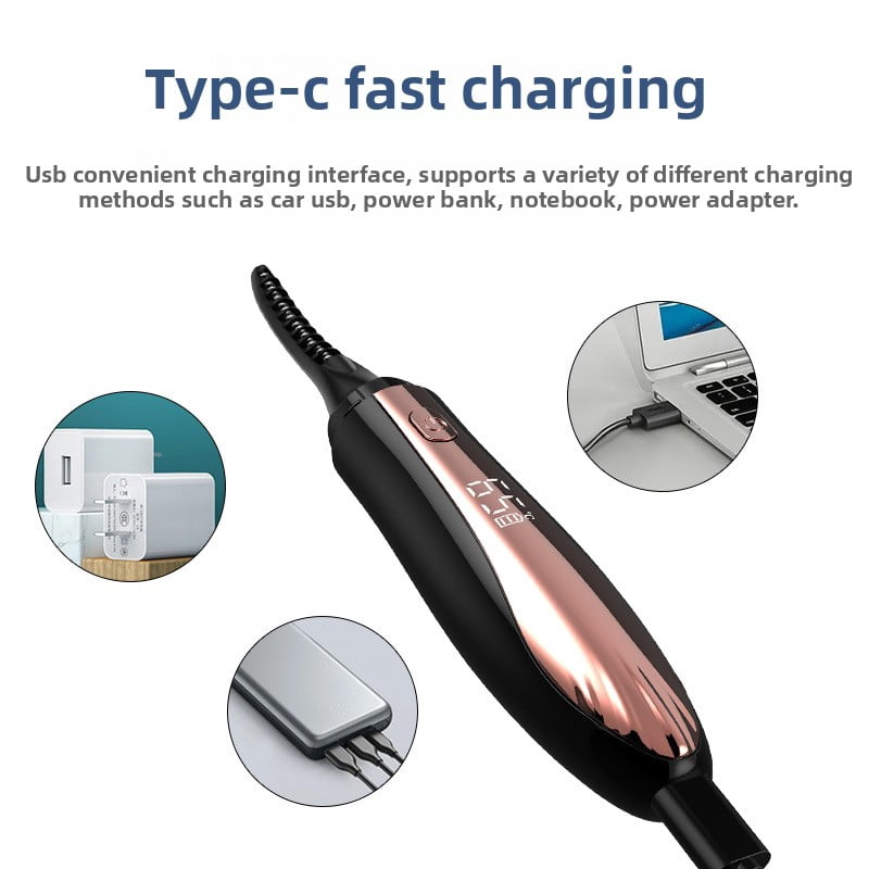 Electric eyelash curler, four-level temperature control, 8-second rapid heating, long-lasting styling, anti-scald design, Type-C charging, suitable for natural and false eyelashes