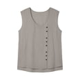 thumbnail image 6 of yoeyez Women's Cotton Linen Tank Top Sleeveless Scoop Neck Casual Blouse Summer Beach Loose Comfy Vest Tops for Women Gray,M, 6 of 7