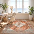thumbnail image 3 of Design&I 5'x7' Washable Area Rug Flatweave & Daily Traffic Ready Orange Terracotta Burnt Print Ornamental Border Vintage Retro for Guest Room, Lounge, Apartment, 3 of 7
