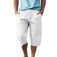 thumbnail image 2 of hotojiny Men's Capri Pants Casual Lightweight Big and Tall Beach Capris Drawstring Elastic Waist Cropped Trousers with Pockets, 2 of 7