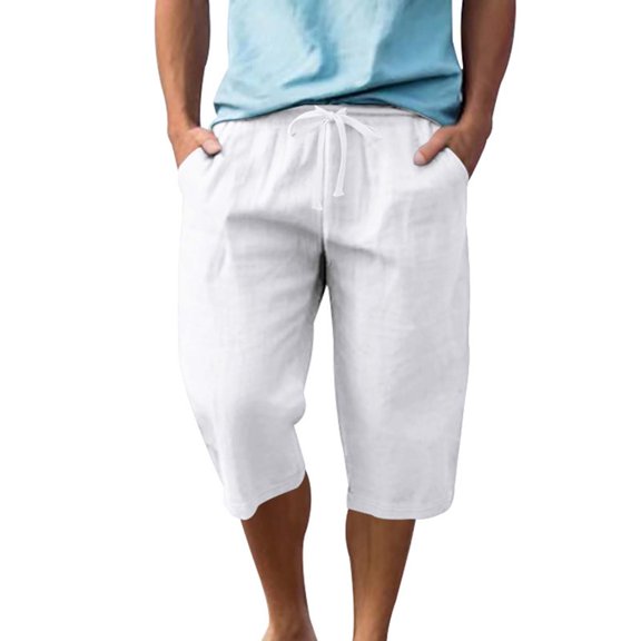 Ceisia Men's Tropical Print Beach Shorts with Liner Pockets Elastic Drawstring Swim Trunks Vacation Bottoms White XL Gifts for Father