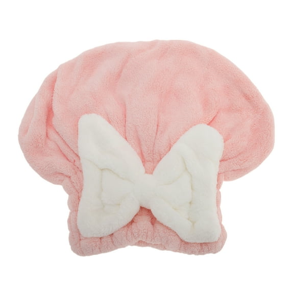 Unique Bargains 1pc Water-absorbent Bow Hair Drying Towel 10.24"x11.81" Light Pink