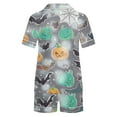 thumbnail image 4 of Kilaqueen Spooky Plus Size Pajamas for Women Set Casual Soft Comfy Fall Pajamas Halloween Pajamas Button Down Shirts with Bottoms 2 Piece Pjs Sets, 4 of 6
