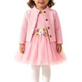 thumbnail image 6 of Toddler Girl 2 Piece Princess Outfit Long Sleeve Knit Cardigan Floral Waist Sleeveless Tulle Dress Fall Clothes Set for 3 Months To 3 Years Pink, 6 of 6
