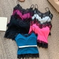 thumbnail image 3 of Women's Solid Color Fashionable Casual Lace Lace Patchwork V-neck Vest, 3 of 9