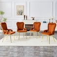 thumbnail image 5 of NEW Set of 2 Brown Puffy Bubble Chair Ball Chain Chair Velvet Dining Chairs with Gold Legs, Upholstered Accent Chairs with Armrests for Dining Room, Kitchen, 5 of 10