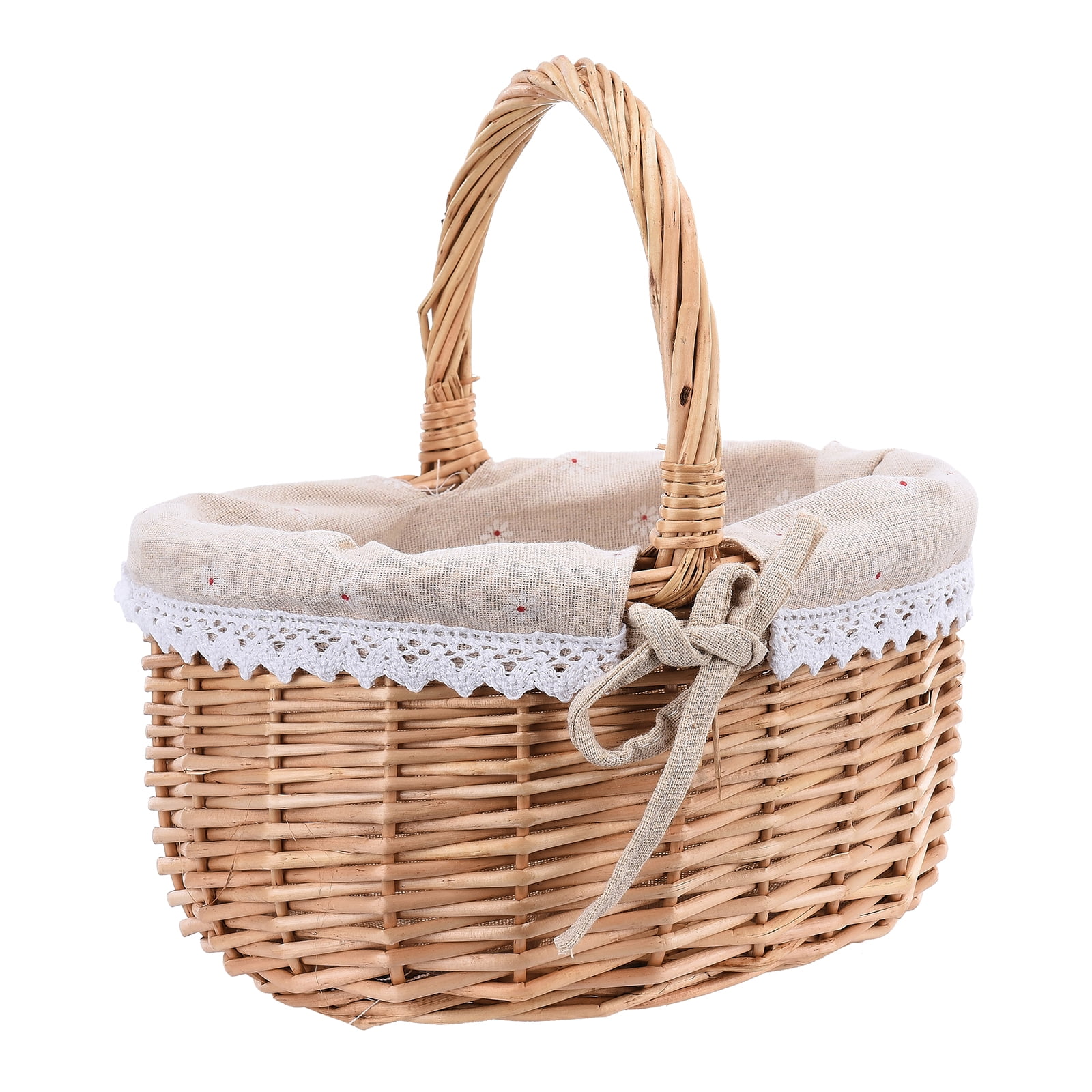 Details about   Handmade Natural Weave Basket with Handle Plant Pot Picnic Baskets Organizer 