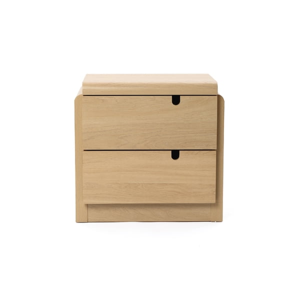 LuxenHome White Oak Mid-Century 2-Drawer Nightstand, 20.5'''' Engineered Wood Accent Table
