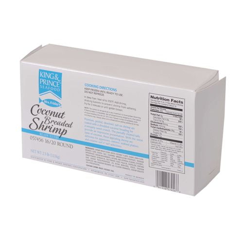 King and Prince Round Coconut Breaded Shrimp - 16/20, 2.5 Pound 4 per case.