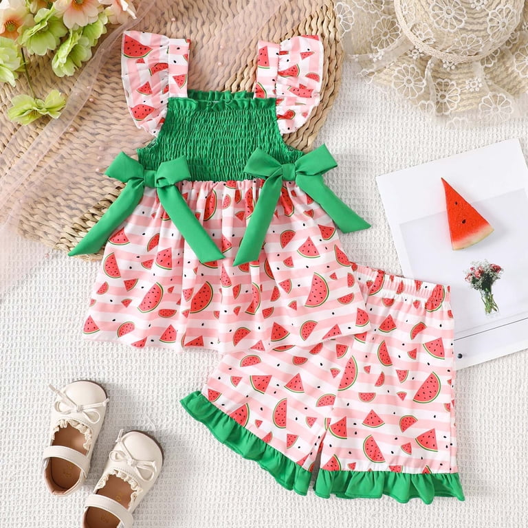 Kogui Toddler Clothes for Girls Baby Girl Summer Clothes Cute Ruffle Tops Dress  Shorts Outfits Set Toddler Shrit Shorts Princess Outfit 6 9 12 18 24 Months  2T 3T 4T (Green,2-3 Years) - Walmart.com