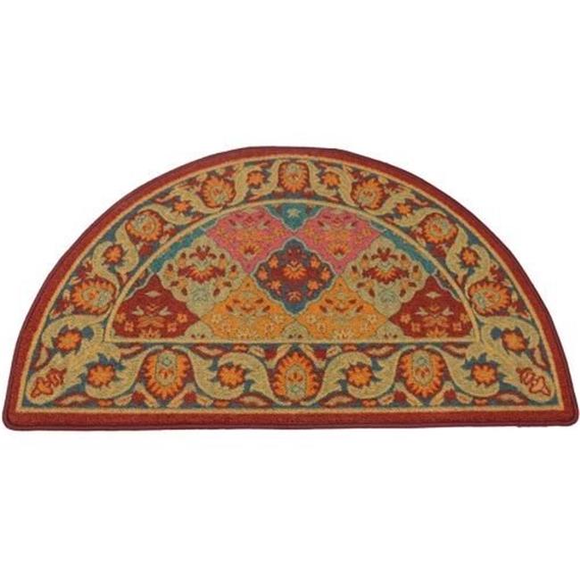 Dagan HR301 Half Round Hearth Rug, Multi & Burgundy