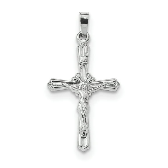 14k White Gold Polished INRI Crucifix Pendant XR1649