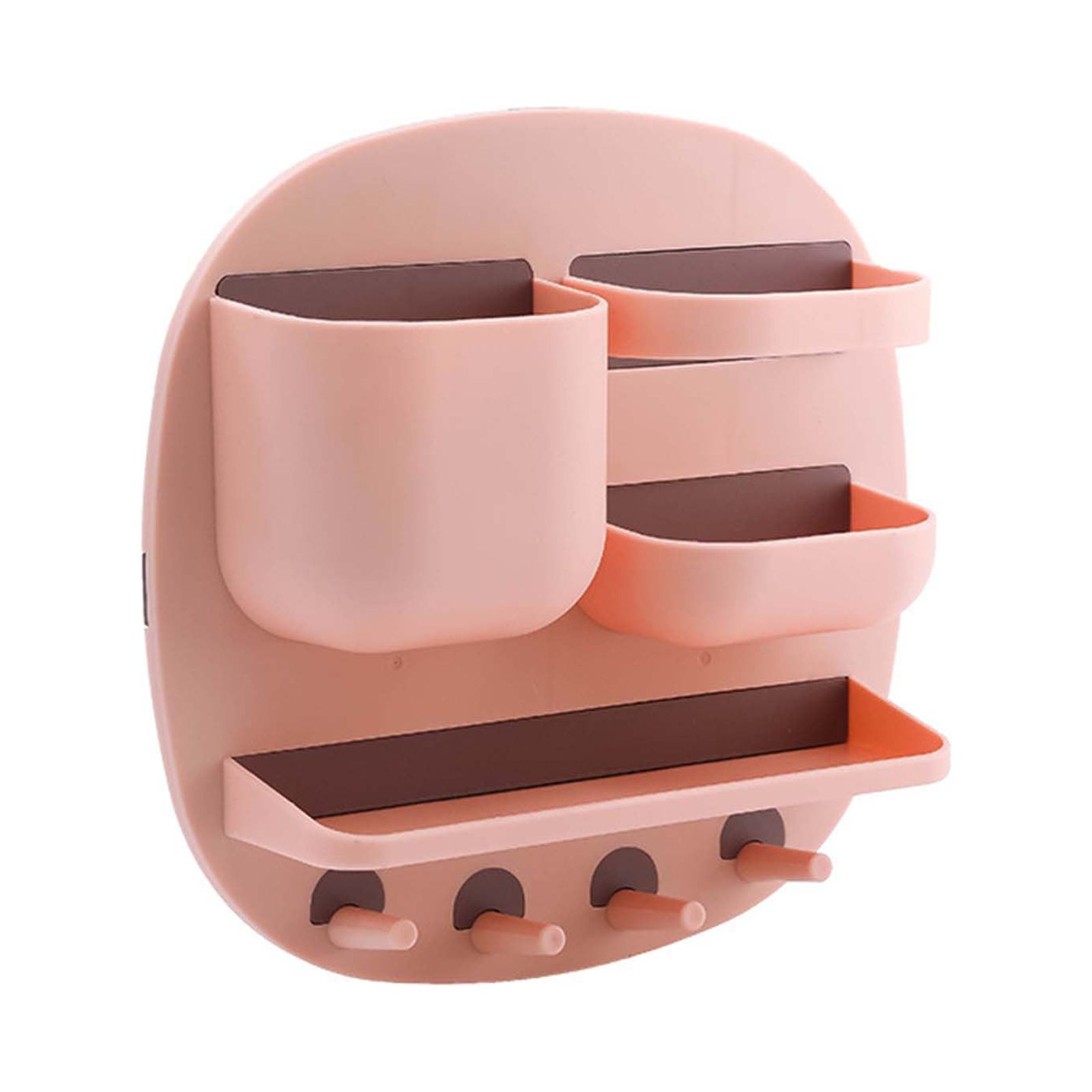 Wall Mounted Multi Grid Storage Rack with 4 Hooks Classification Storage Box Wall Rack