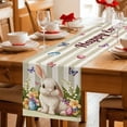thumbnail image 5 of Happy Easter Cotton Linen Table Runner for Dining Kitchen, Rabbit Eggs Spring Flowers Butterfly Striped Wedding Outdoor Party Tablerunners, Dresser Scarf Coffee Tablecloth Runners 13x90 Inches, 5 of 9