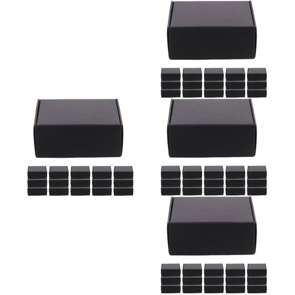 Set of 4 Mailing Carton Boxes Medium Packing Small Business Supplies Mailbox Records Man Black