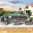 thumbnail image 2 of SOLAURA 14Pcs Outdoor Furniture Replacement Cushions, Fits 6-seat Sectional Rattan Conversation Set, Patio Water-Resistant Replacement Sofa Cushions, Grey, 2 of 7