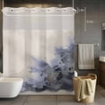 thumbnail image 2 of Black Blue Beige No Hook Shower Curtain with Snap in Liner, Waterproof Fabric Shower Curtains, Modern Ink Wash Painting Abstract Art Shower Curtain Set Top See Through for Bathroom 66"x72", 2 of 8