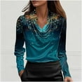 thumbnail image 2 of Tunique à Col Tombant Imprimée pour Femmes Motif Floral Boho Haut à Manches Longues avec Boutons devant Blouse Décontractée Décontractée, 2 of 5