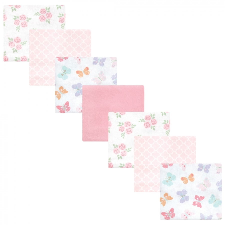 Hudson Baby Infant Girl Cotton Flannel Receiving Blankets Bundle, Pastel Butterfly, One Size