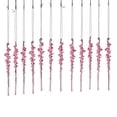 thumbnail image 3 of Holiday Decorations, Christmas Home Decor, Christmas Tree Decor, Ceiling Decorations Hanging, 12Pcs 6 Inch Pink Acrylic Frosted Icicle Christmas Ornament Set, Versatile Decorative, 3 of 6