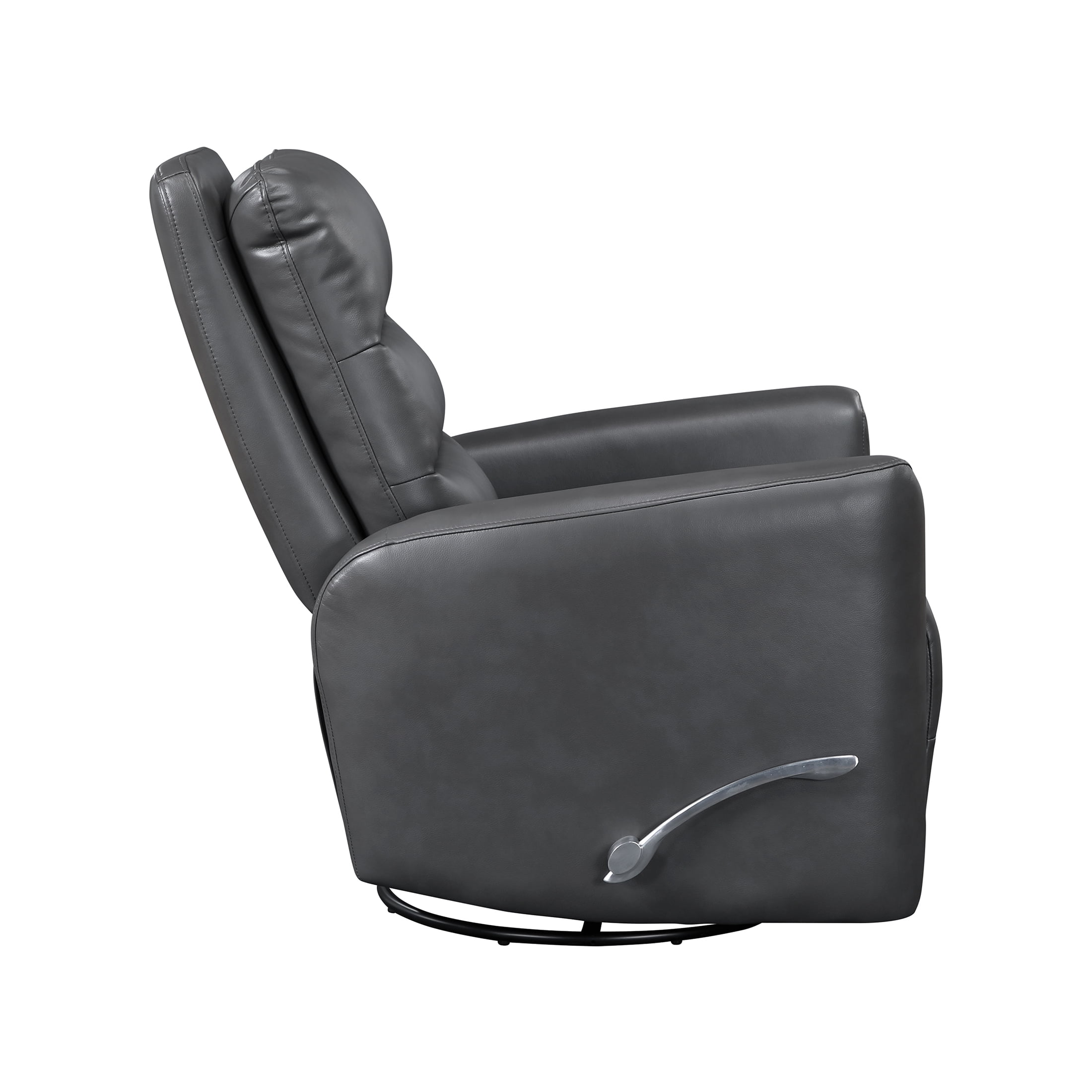 OakvillePark Crestshire Faux Leather Swivel Glider Reclining Chair, Gray