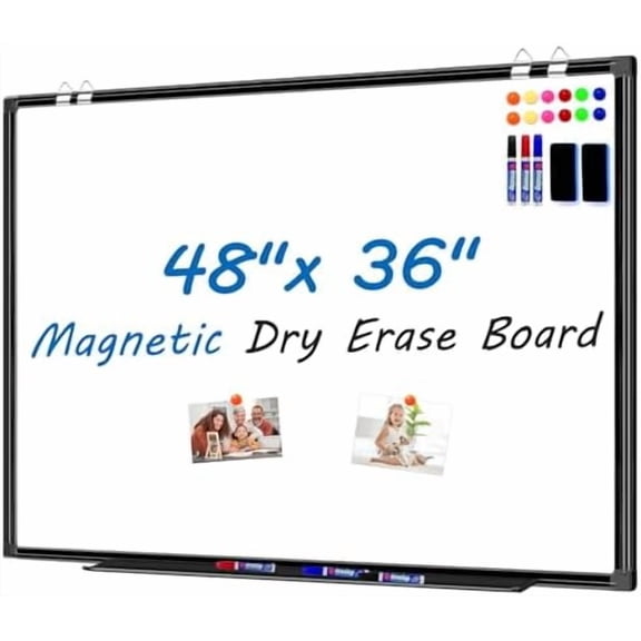 White Board Dry Erase 4' X 3', Magnetic Dry Erase Board for Wall 48" X 36" Aluminum Frame, Hanging Whiteboard for Home, School, Office, Kitchen$$Office
