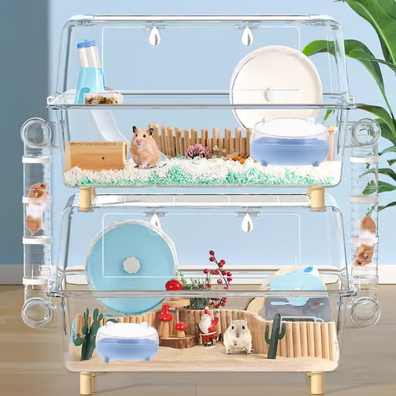 LOLIPPYY Hamster Sand Bath House Sky-Blue Durable Plastic for Pet Use