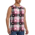 thumbnail image 2 of Pofeuu Heart Plaid Print Men's Muscle T-Shirt, Sleeveless, Muscle Tank, Classic Muscle Tee Top For Men Casual Sleeveless Muscle T-Shirt Trendy Clothes-Medium, 2 of 7