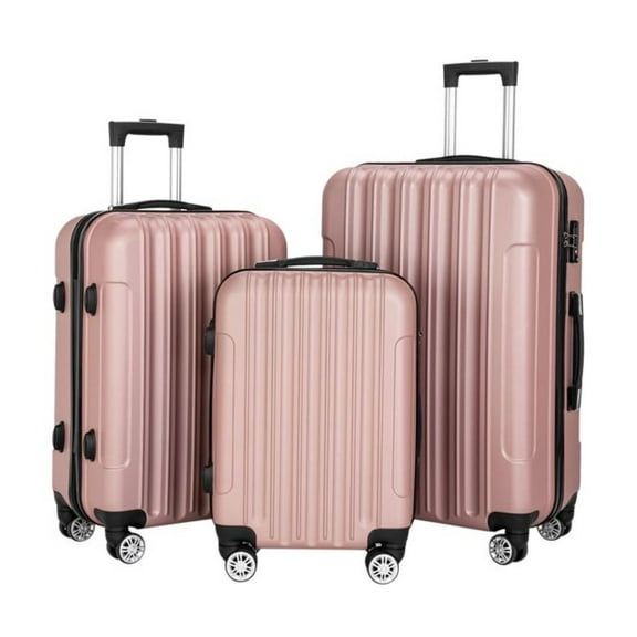 Rose Gold Suitcase Set 3-in-1, Large Capacity Luggage with Spinner Wheels - Travel Carry On Luggage for Women, Expandable Rolling Suitcase