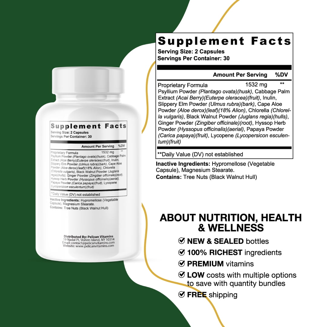 Claritox Pro- Digestive Support-12 Bottles-720 Capsules- Dr. Pelican