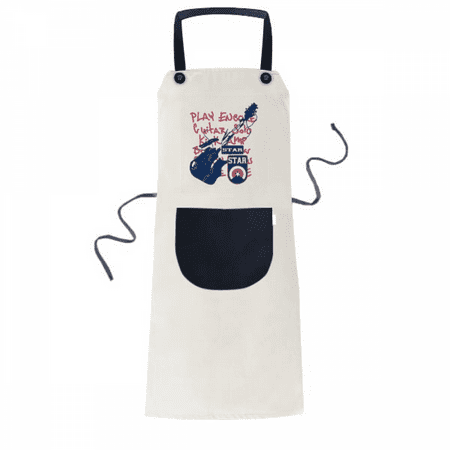 

Guitar Music Instrument Doodle Pattern Apron Adjustable Bib Cotton Linen BBQ Kitchen Pocket Pinafore