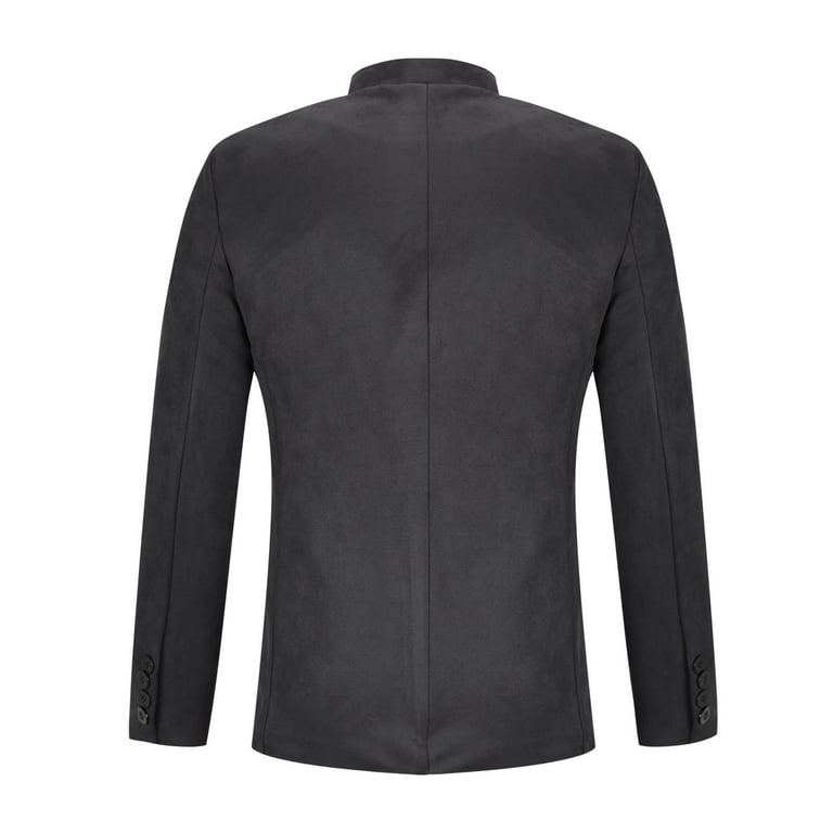 Luxalzxs Mens Faux Suede Blazer Jacket Casual Single