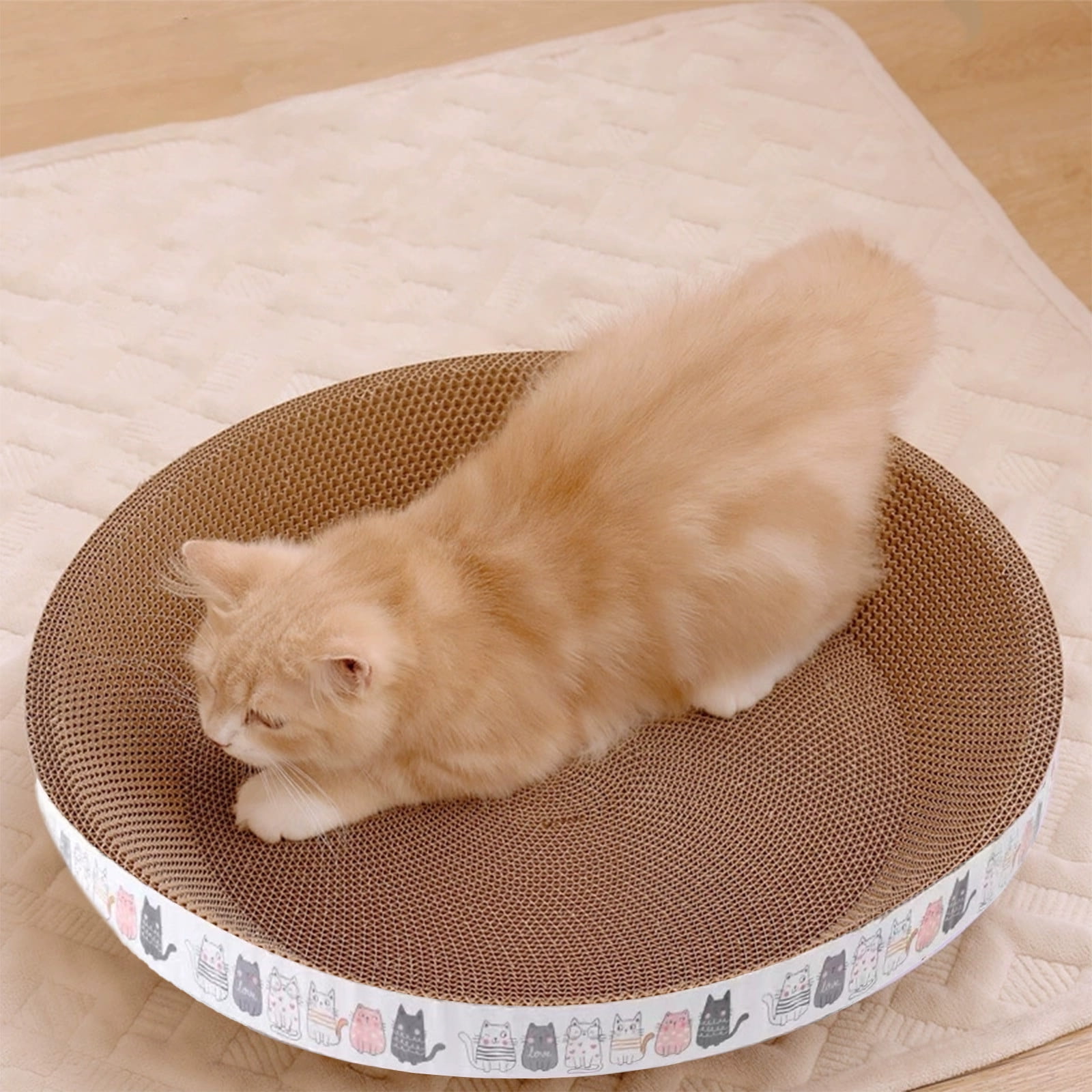 Kbndieu Cat Scratcher Bed, Round Scratching Board Scratch Bowl, Scratching Bord Pad for Indoor Cats Kitty Kittens, Cat Gifts
